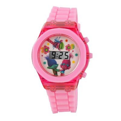 Children's Digital Display Watch, with a pink strap and a pink dial trol3